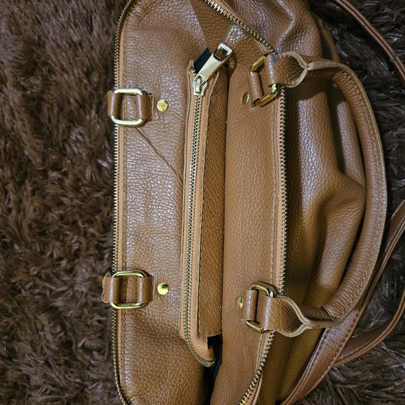 Vera Pelle Tan Soft Leather Handbag w/ Shoulder Strap - Picture 6 of 9